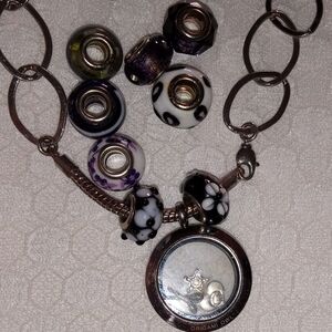Origami Owl Silver and Black Charm Necklace